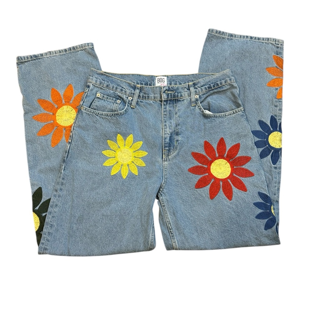 BDG Urban Outfitters Skate Fit Embroidered Flower Jeans